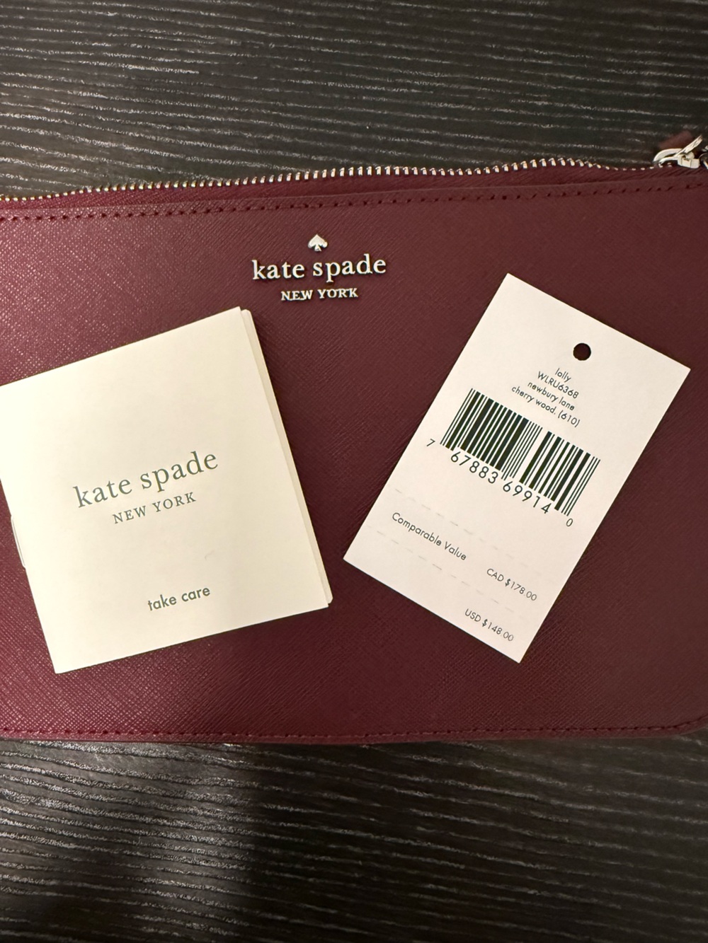 Kate Spade Newbury Lane Lolly Wristlet Cherry Wood WLRU6368